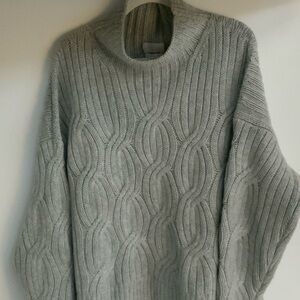 J. Crew Collection Light Gray Cowl Neck Cashmere Sweater
